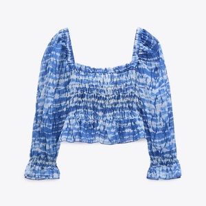 NWT ZARA TIE DYE BLUE TOP